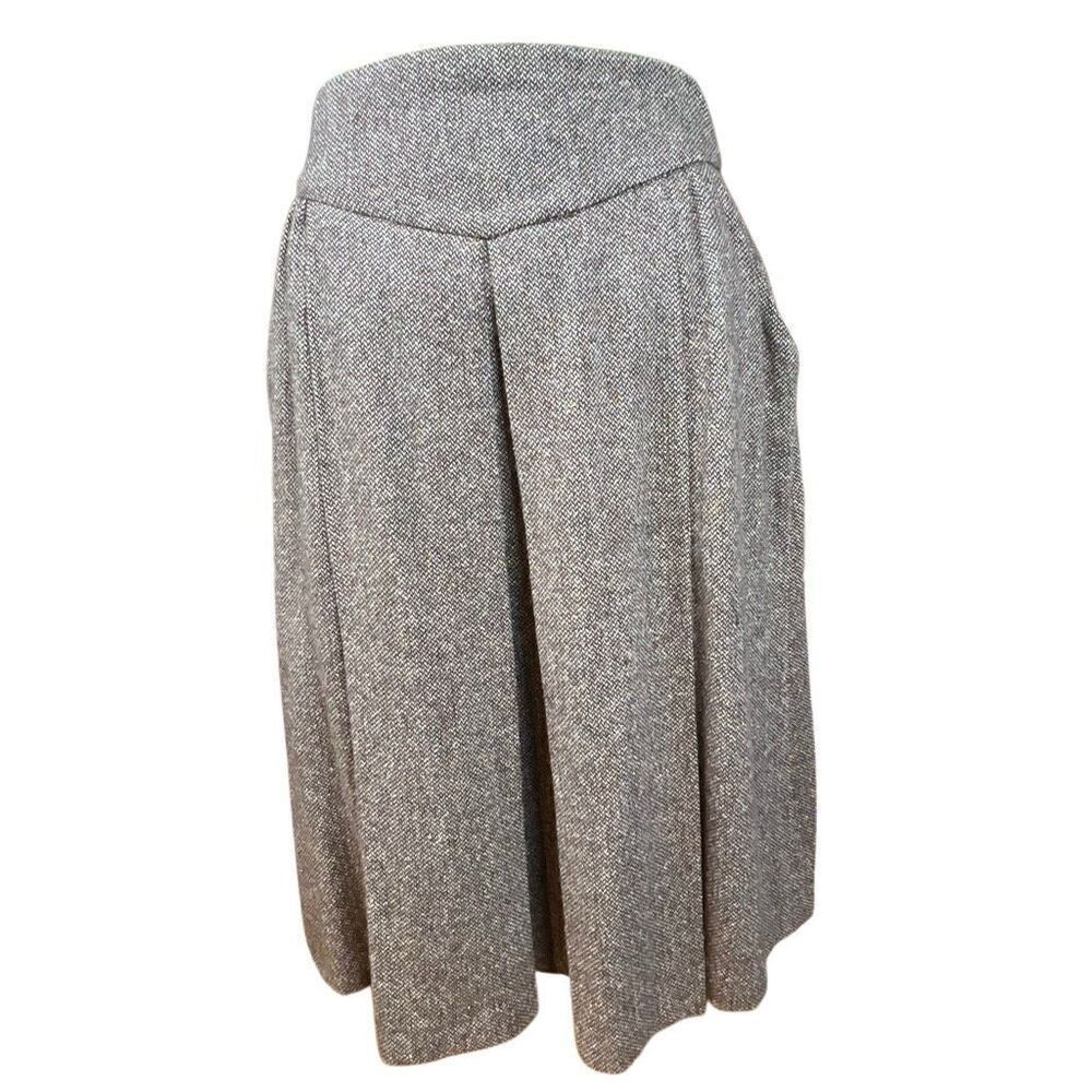 Vintage Sport Missoni Tweed Wool Blend Pleated Midi Skirt Gray Multicolor Fleck